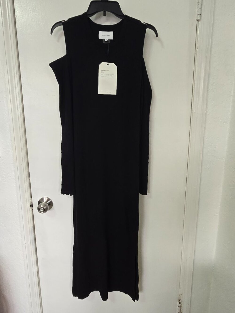 Current/Elliott The Going Steady Black Knit Cold Shoulder Maxi Dress NWT Size 3 - Picture 6 of 7